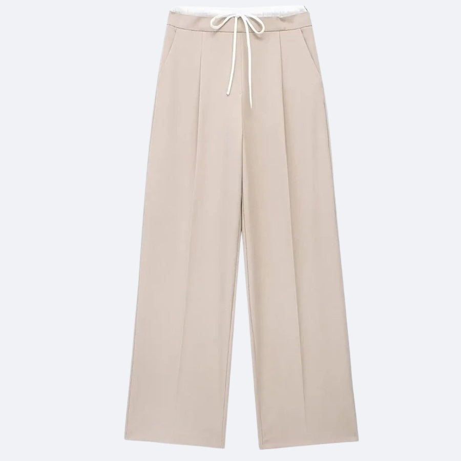Light Beige Wide Leg Trousers – Casual Elegance and Modern Versatility