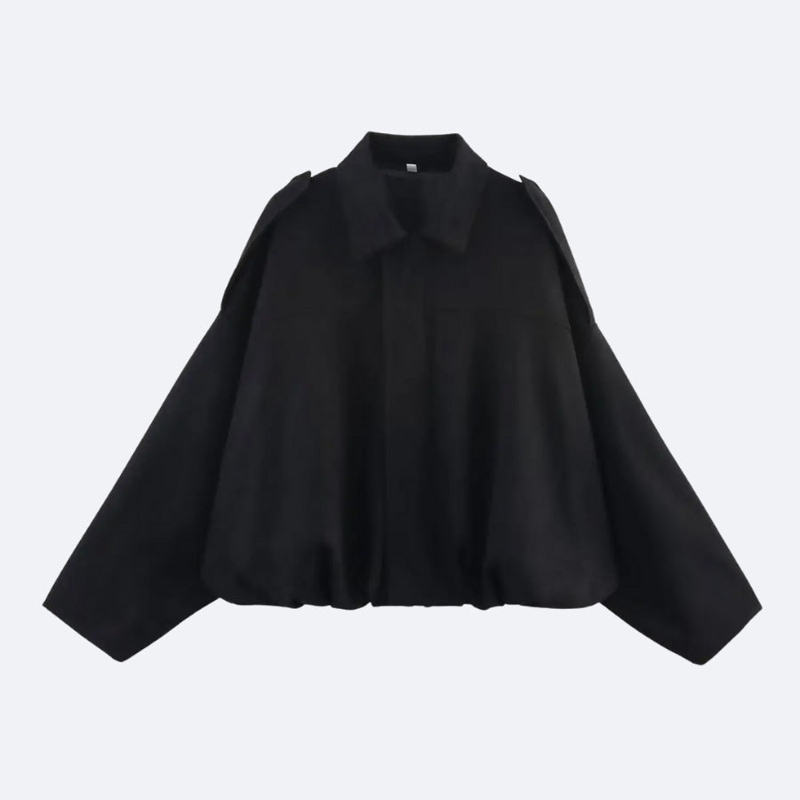 Veste Oversize Épaule Structurée – Noir Intense