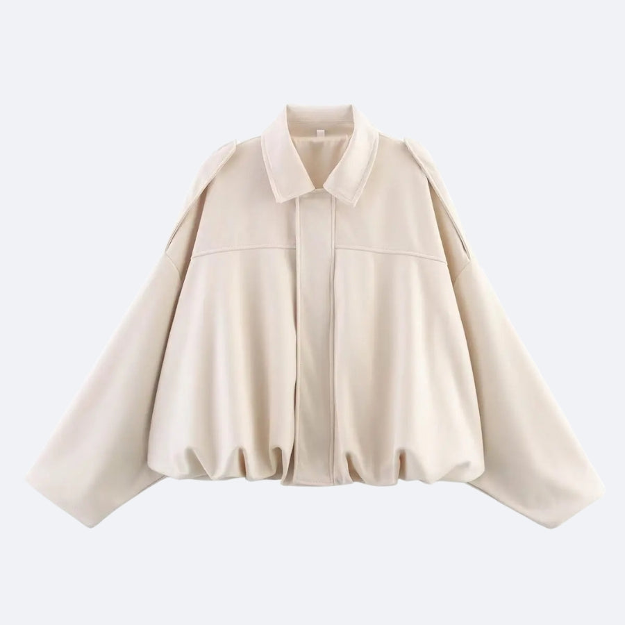 Oversized Structured Shoulder Jacket – Ecru Beige