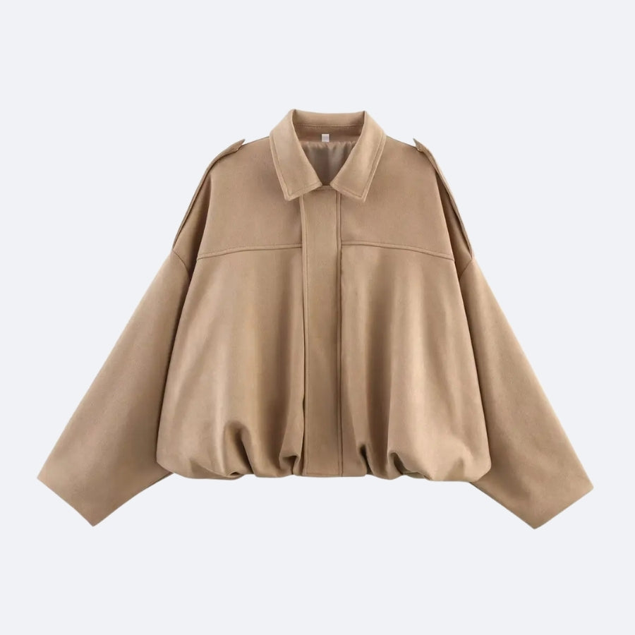 Oversized Structured Shoulder Jacket – Camel