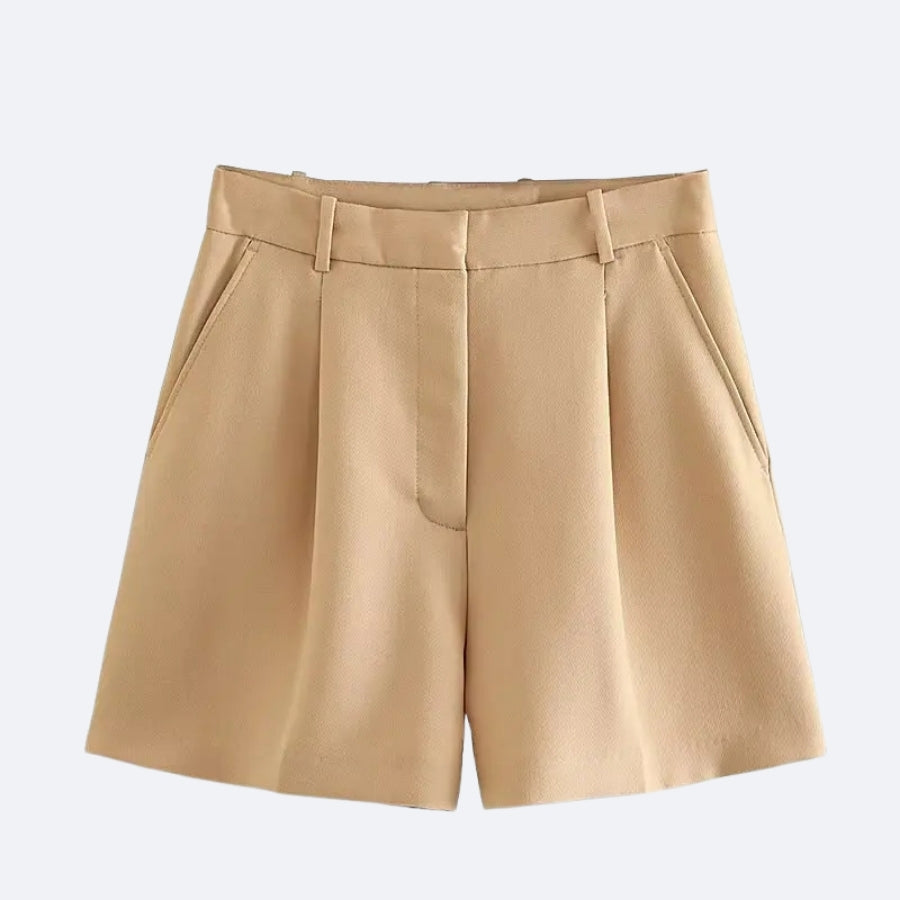 Ecru-Beige Tailored Shorts