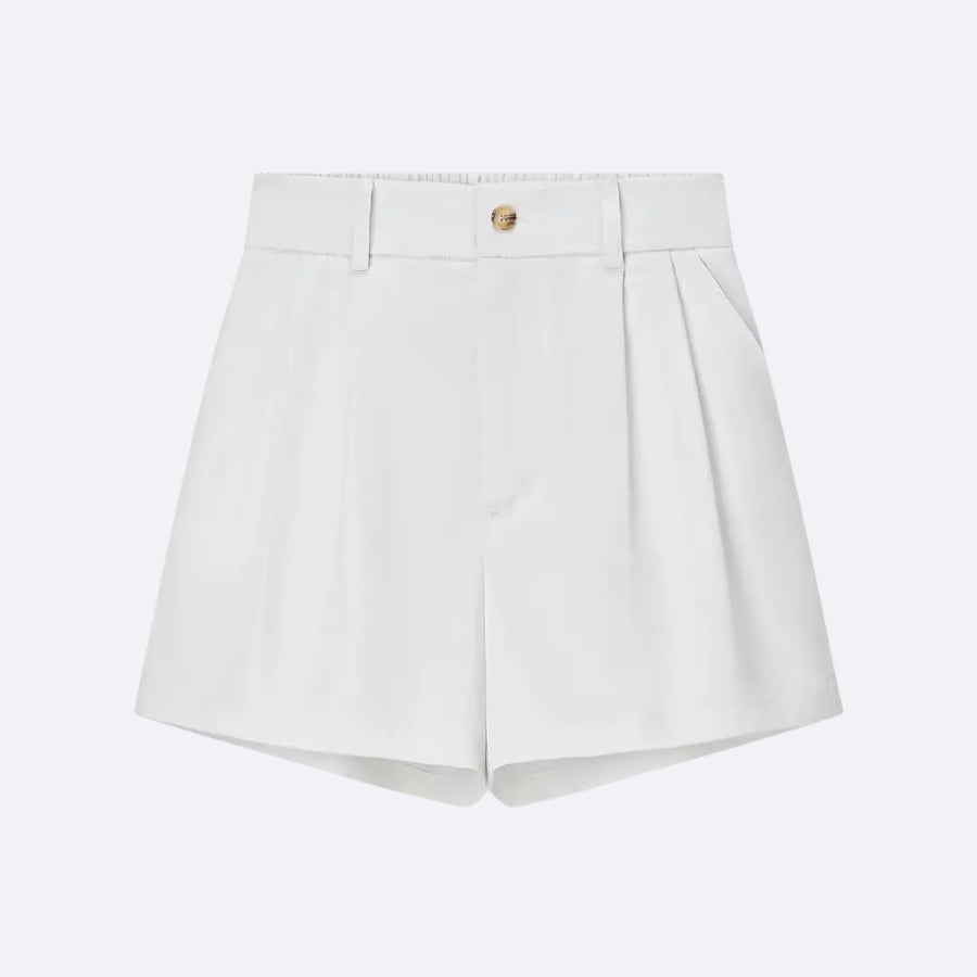 High-Waisted Pleated Shorts – Pure White