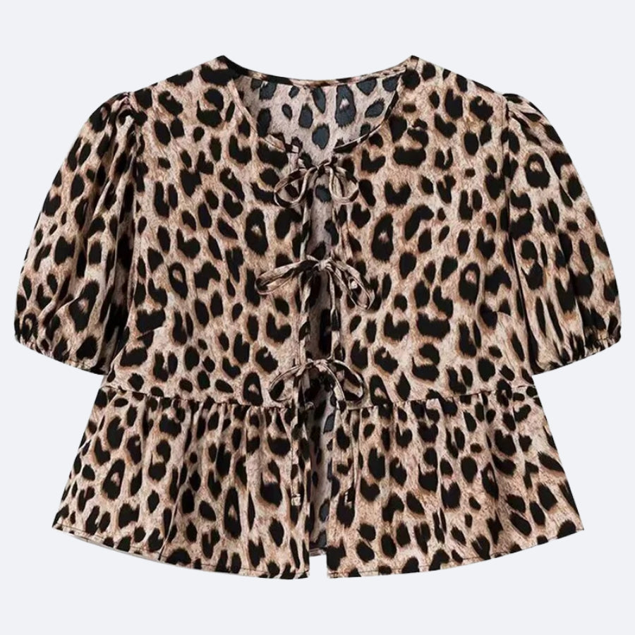 Leopard Print Blouse with Knots – Bold & Stylish