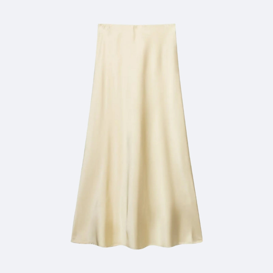 Ecru Satin Maxi Skirt – Elegance and Flow