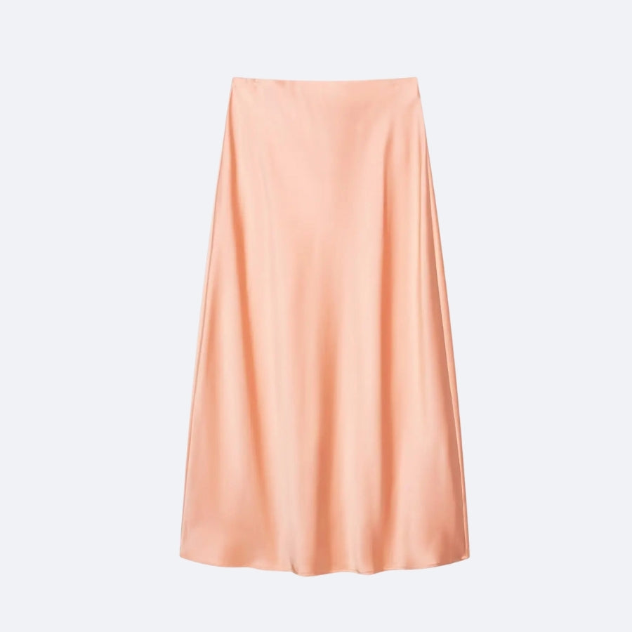 Peach Satin Maxi Skirt – Soft and Modern