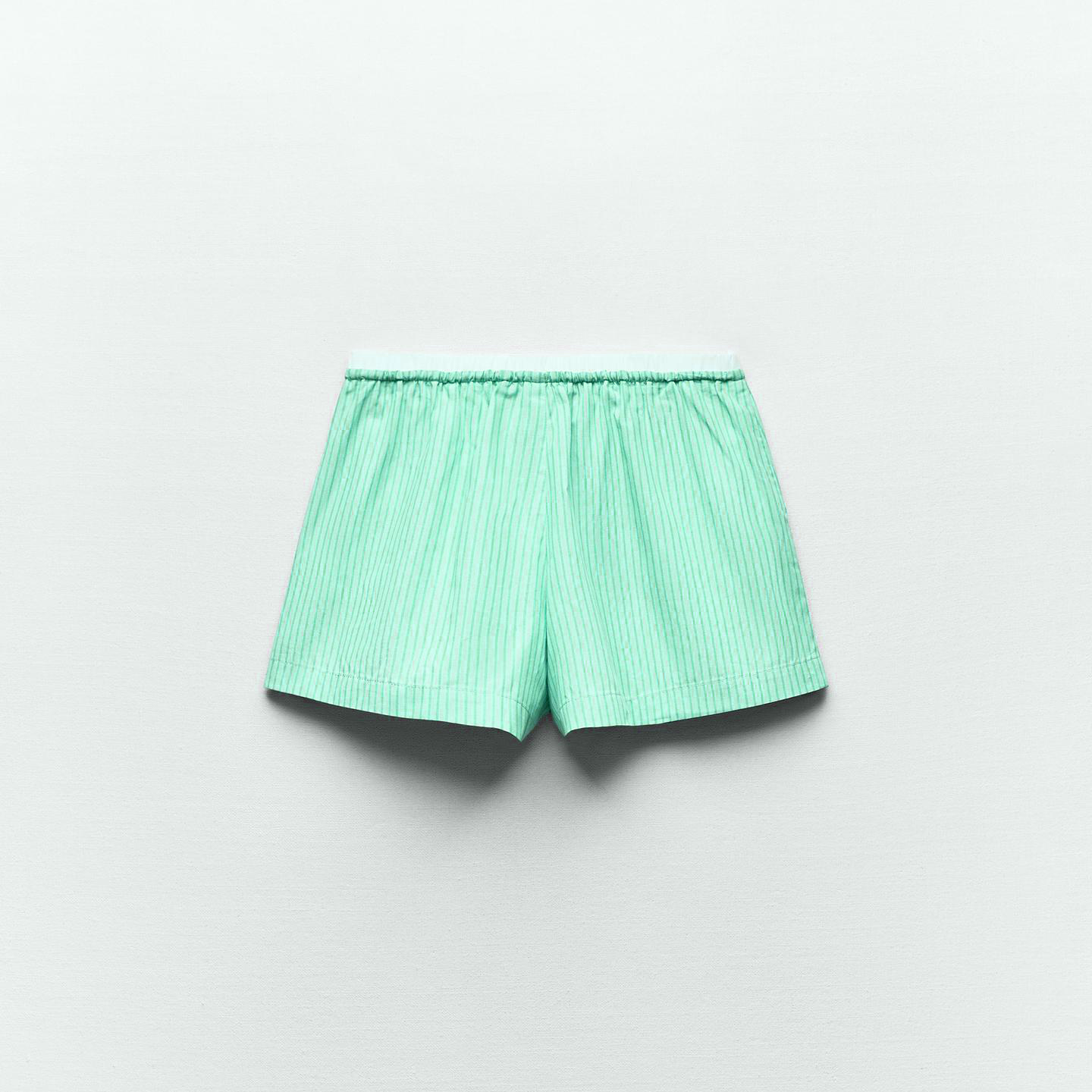 Turquoise striped shorts