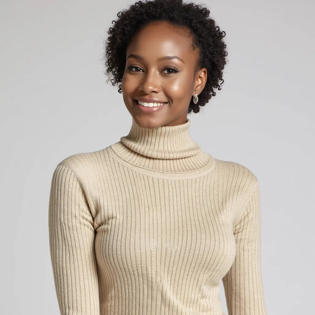 Elegant Sand Turtleneck Sweater