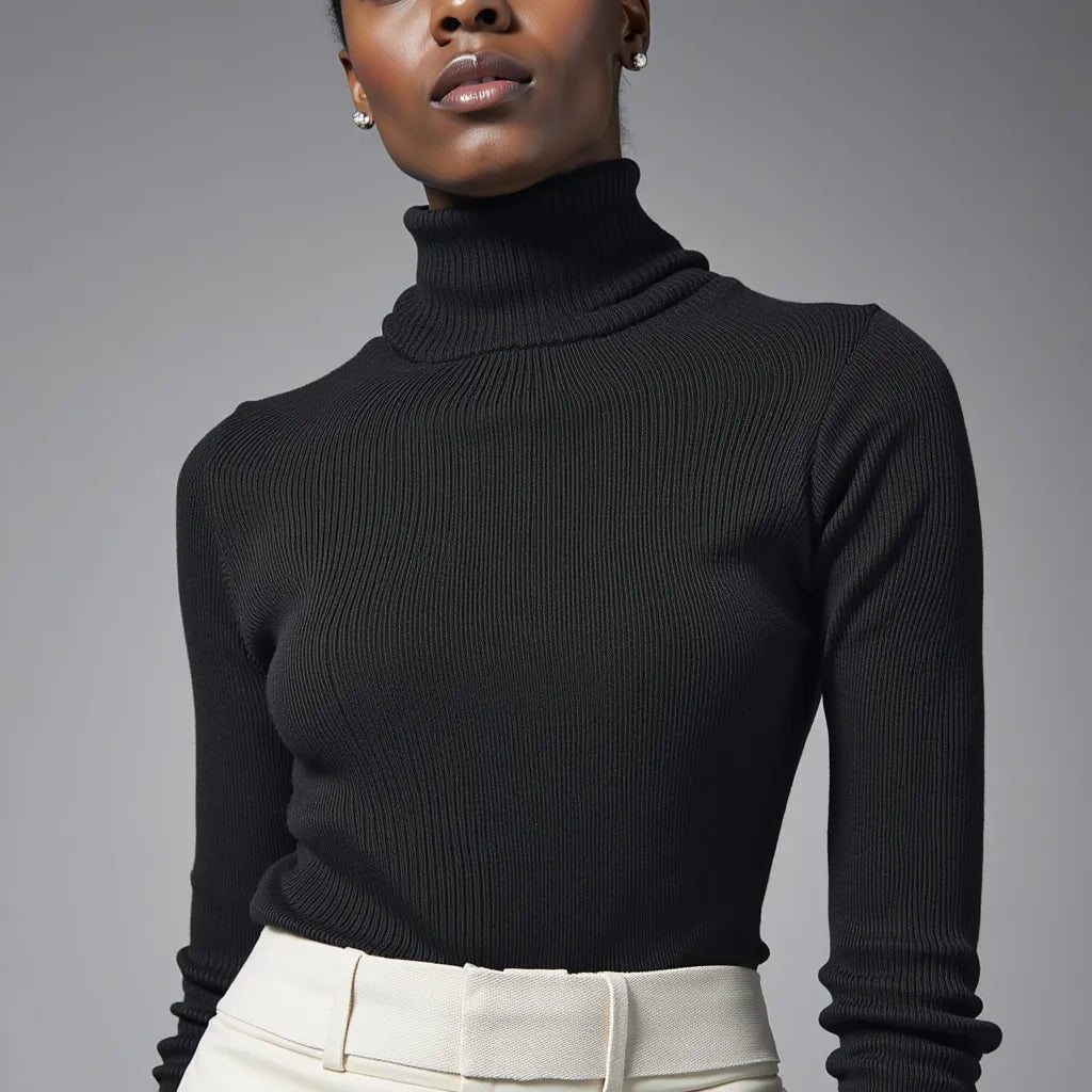Black Turtleneck Sweater, Nighttime Elegance