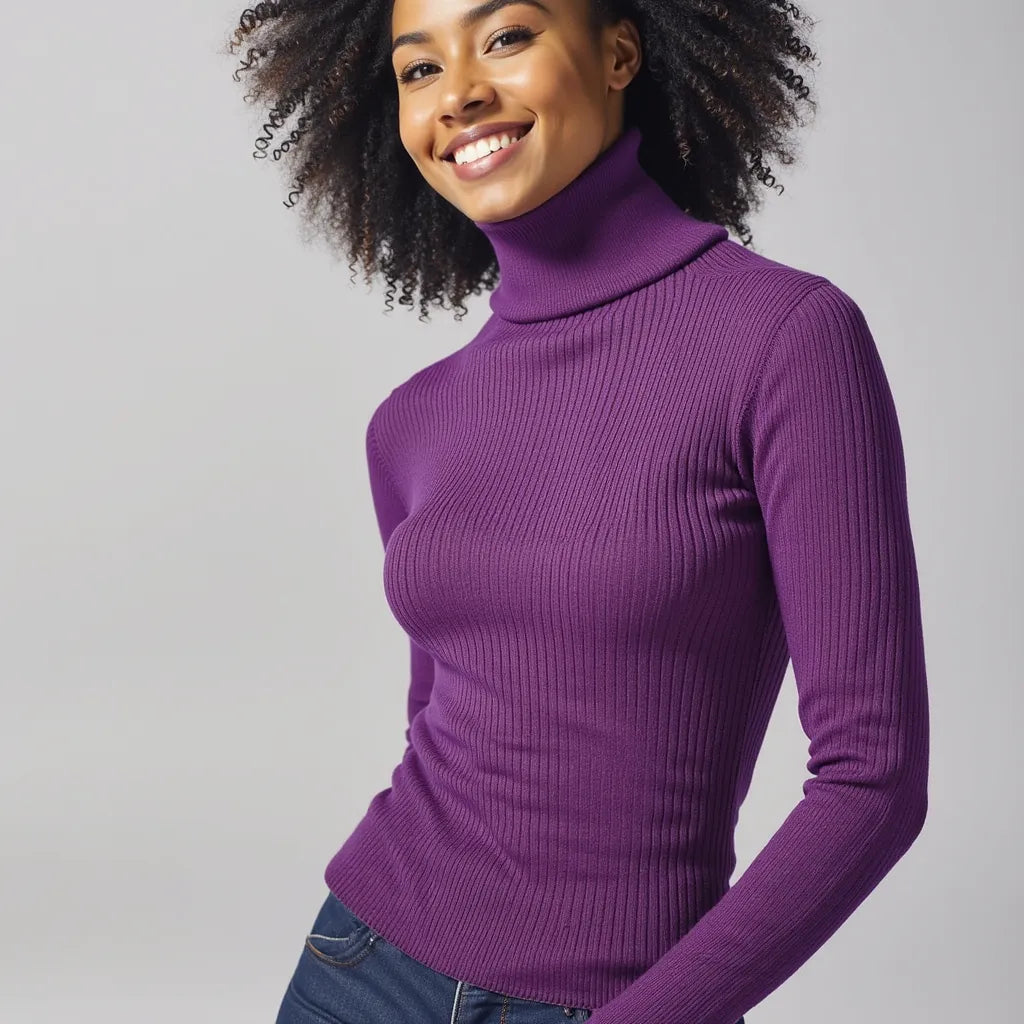 Pull Col Roulé Violette Majestueuse