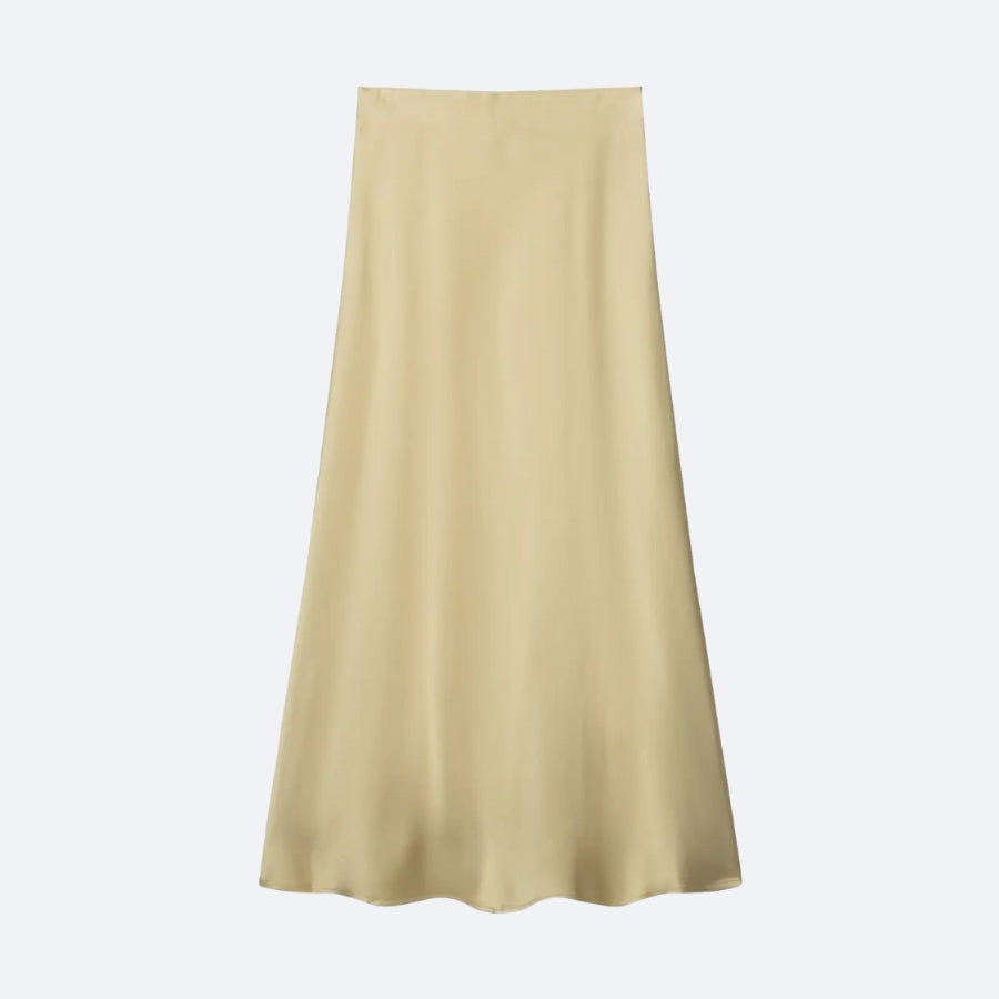 Beige Satin Maxi Skirt – Elegance & Timelessness