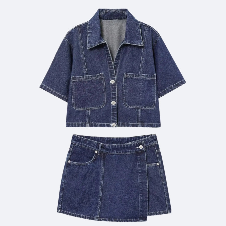 Denim Jacket & Skirt Set – The Trendy Denim Duo