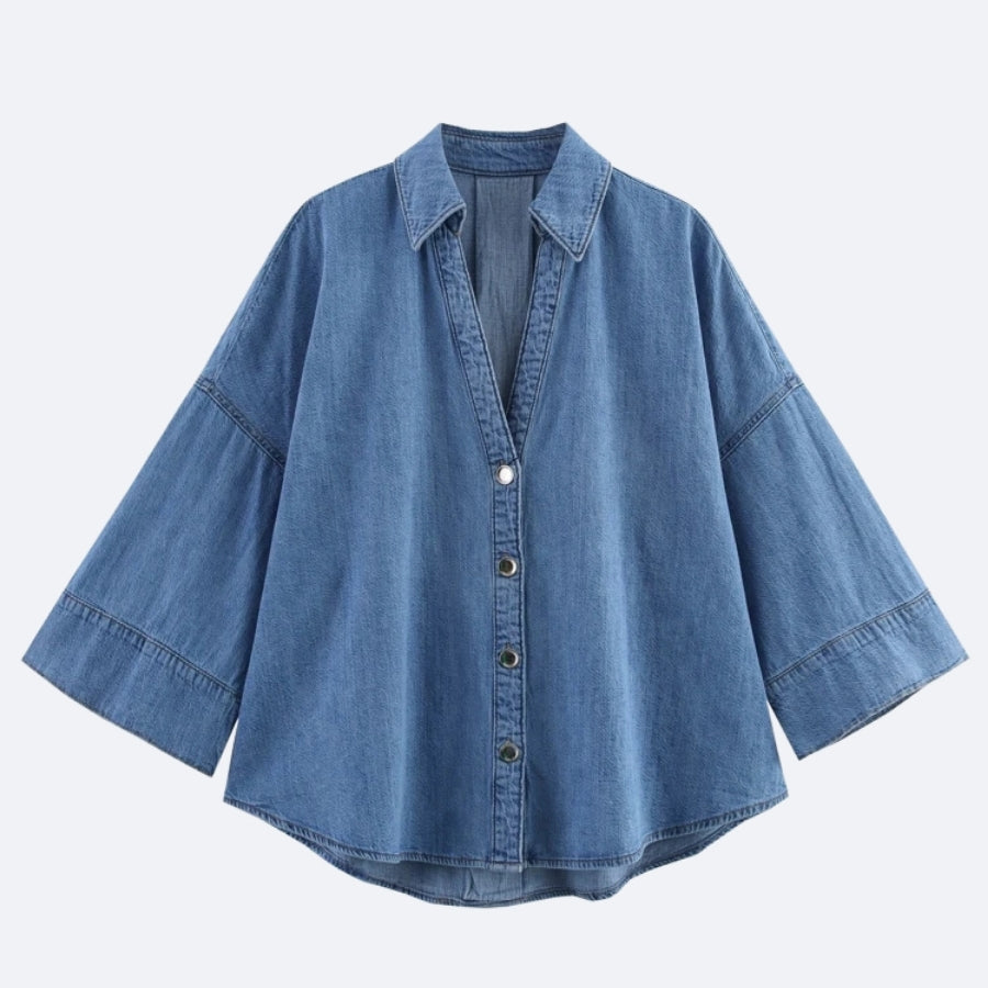 Oversized Denim Shirt – Casual Elegance