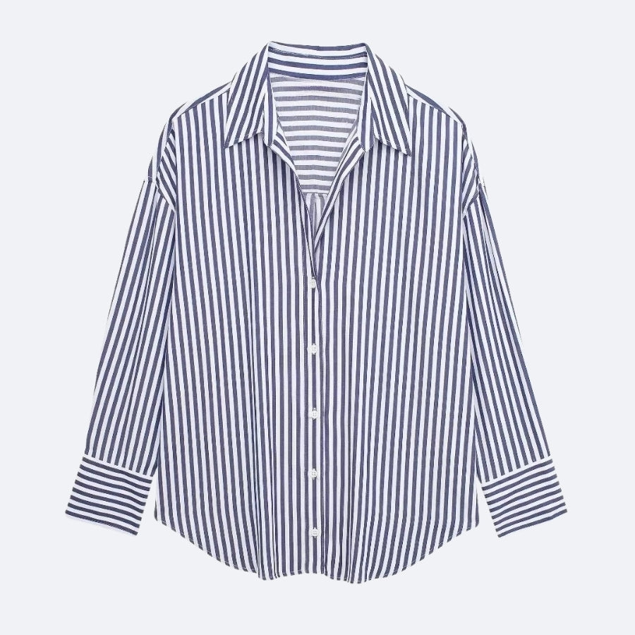 Chemise Rayée Bleu Marine – Intemporelle & Élégante