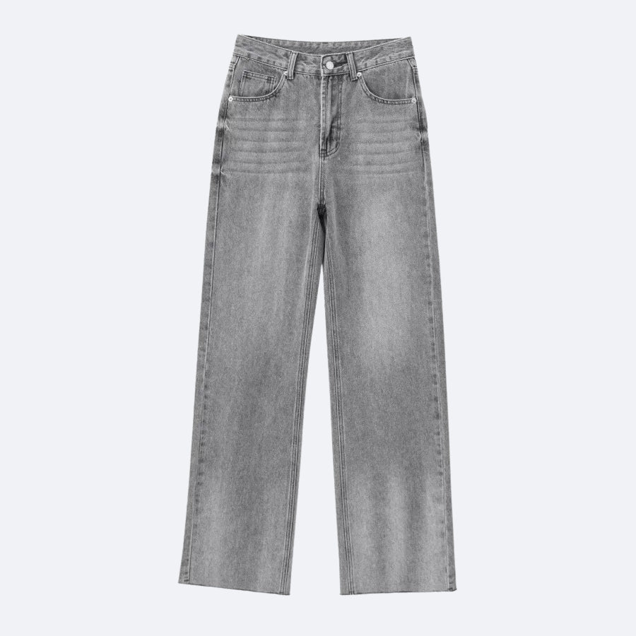 Washed Grey Straight Jeans – Urban & Modern Look