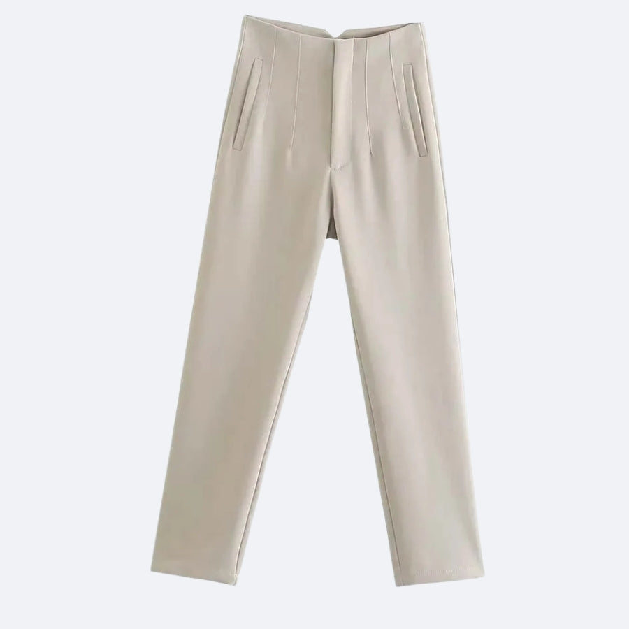 Light Beige Straight Leg Trousers – Modern Elegance and Chic Simplicity