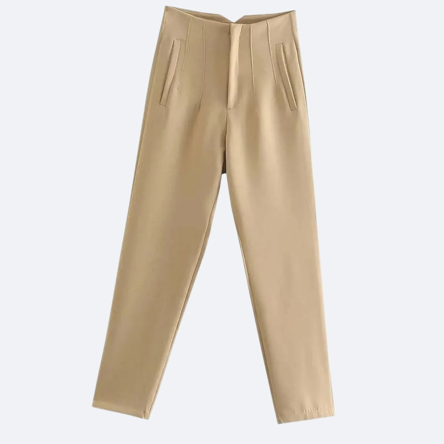 Beige Straight Leg Trousers – Natural Elegance and Versatility