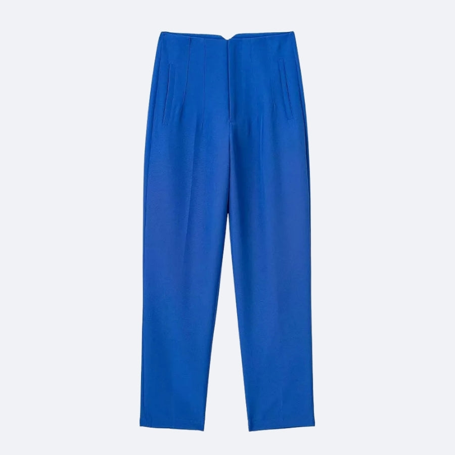 Bright Blue Straight-Leg Trousers – Modernity and Assertive Elegance