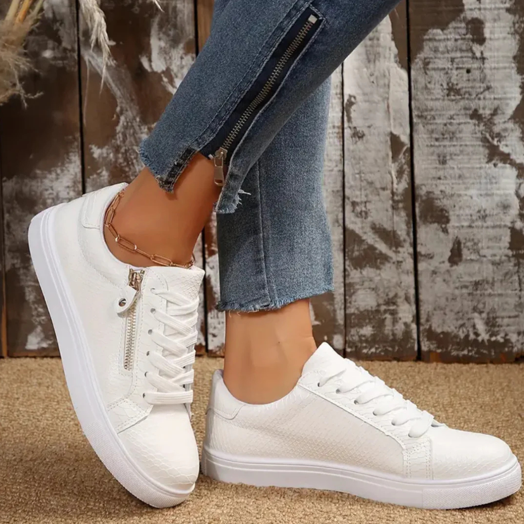 Snake Print Zip-Up Sneakers