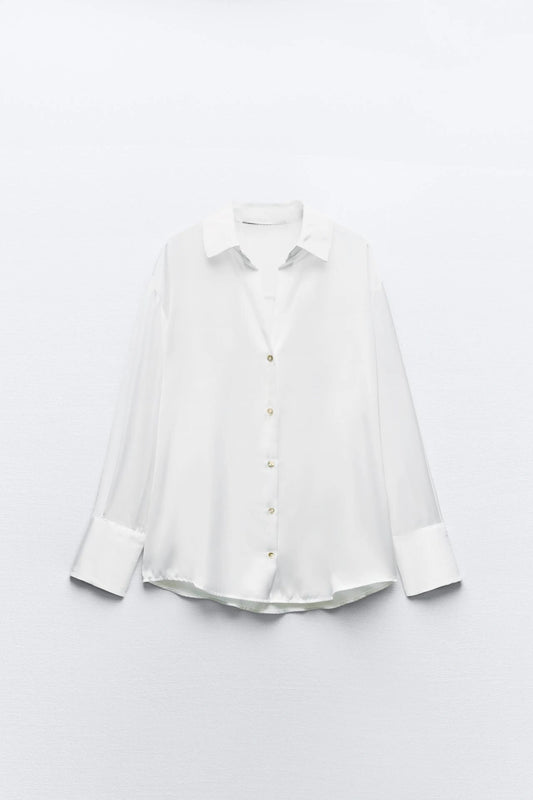 Chemise fine en soie blanc