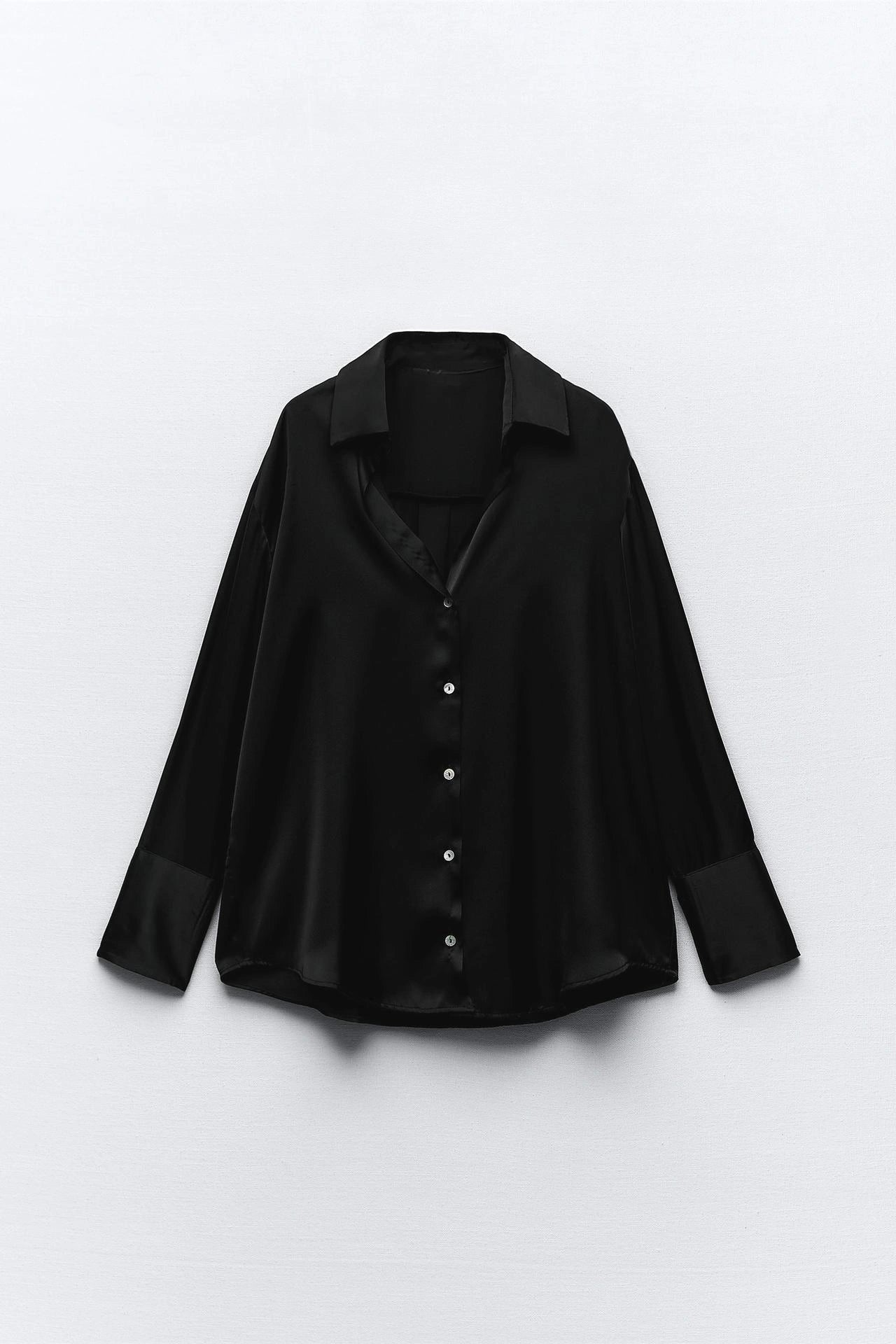 Chemise fine en soie noir
