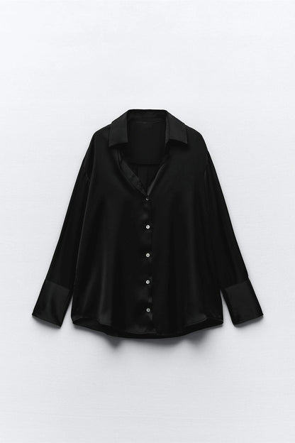 Chemise fine en soie noir