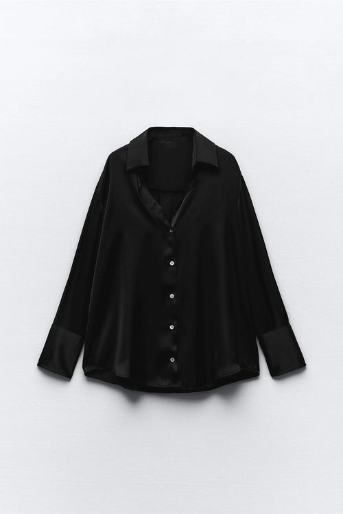 Chemise fine en soie noir