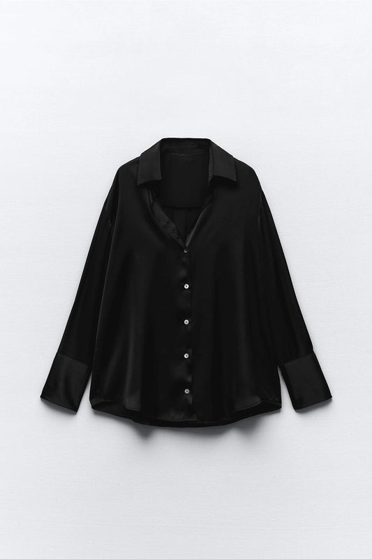 Chemise fine en soie noir