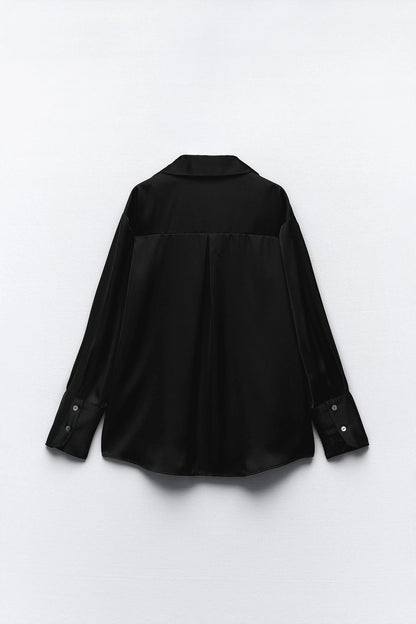 Chemise fine en soie noir