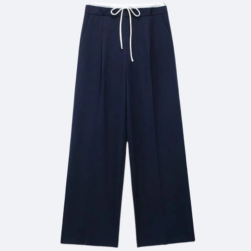 Pantalon Large Bleu Marine – Élégance Décontractée et Confort Moderne