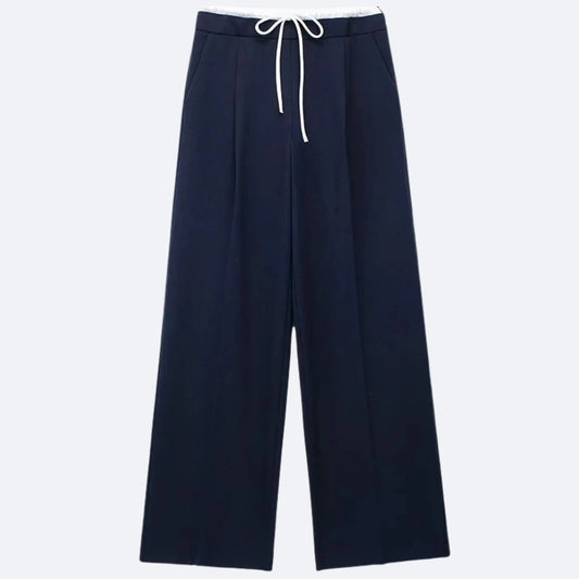Pantalon Large Bleu Marine – Élégance Décontractée et Confort Moderne