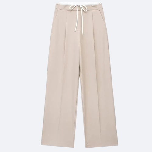 Pantalon Large Beige Clair – Élégance Décontractée et Polyvalence Moderne
