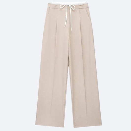 Pantalon Large Beige Clair – Élégance Décontractée et Polyvalence Moderne