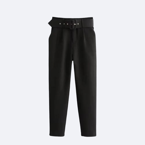 Pantalon Noir avec Ceinture – Élégance Structurée et Modernité