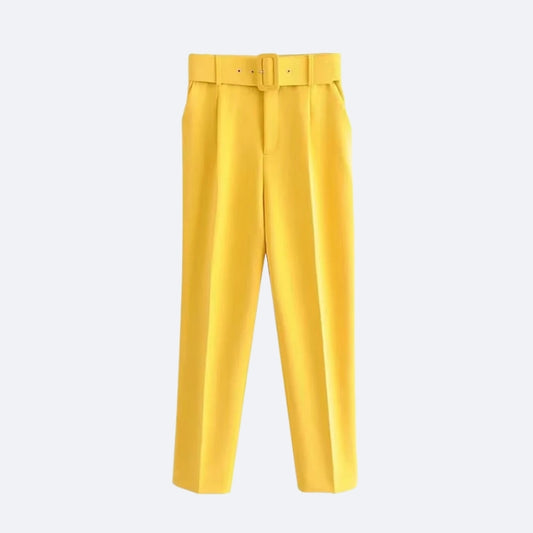 Pantalon Jaune Soleil avec Ceinture – Énergie et Élégance