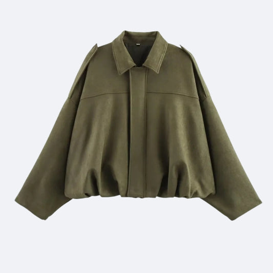 Veste Oversize Épaule Structurée – Vert Olive
