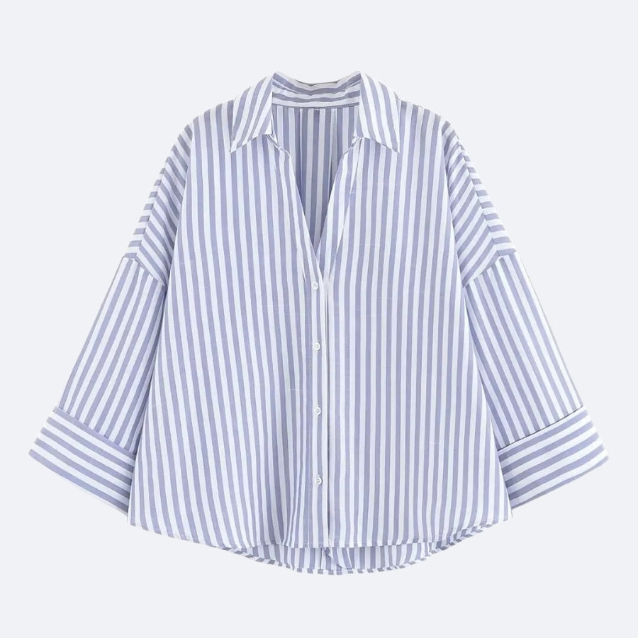 Chemise Rayée Bleu – Élégance & Modernité