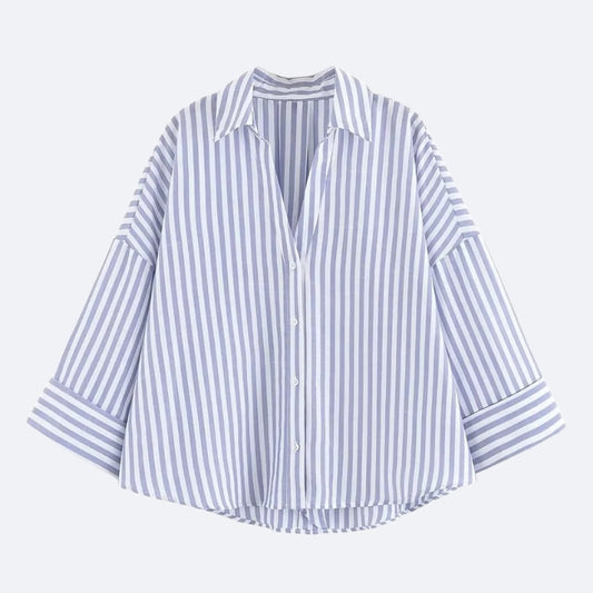 Chemise Rayée Bleu – Élégance & Modernité