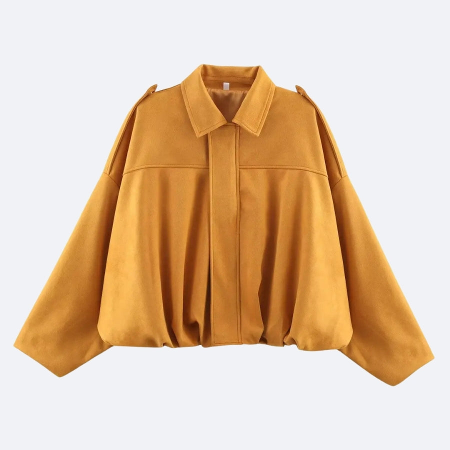Veste Oversize Épaule Structurée – Jaune Moutarde