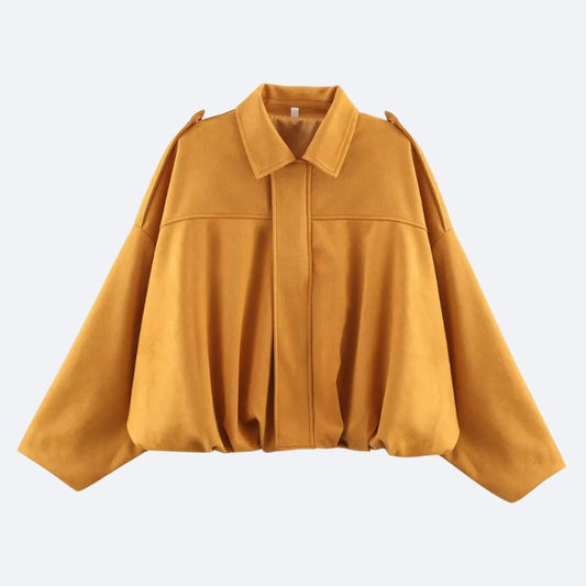 Veste Oversize Épaule Structurée – Jaune Moutarde