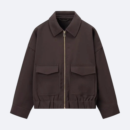 Veste Zippée à Poches Cargo – Marron