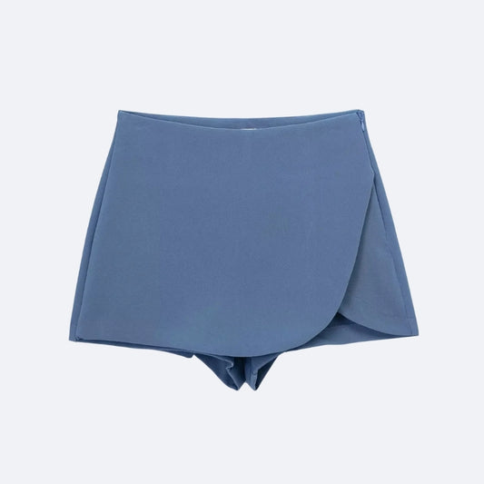 Skort Portefeuille Arrondi Bleu – Style & Confort