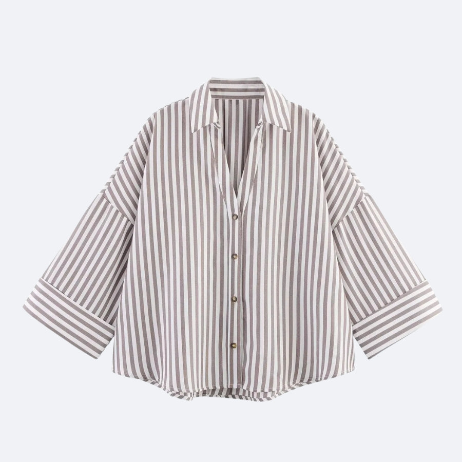 Chemise Rayée Marron – Élégance & Caractère