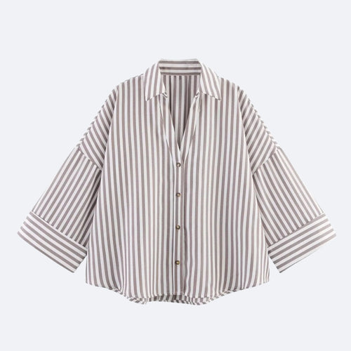 Chemise Rayée Marron – Élégance & Caractère