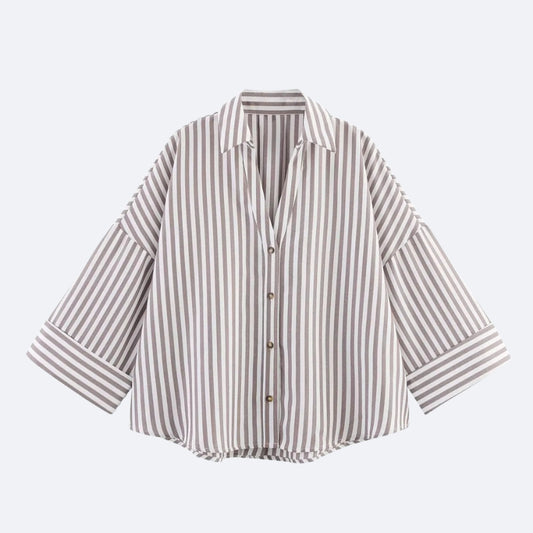 Chemise Rayée Marron – Élégance & Caractère
