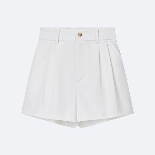 Short Taille Haute Plissé – Blanc Épuré
