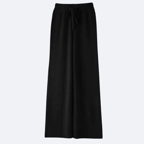 Pantalon Large Noir en Cachemire – Élégance Minimaliste et Douceur Absolue