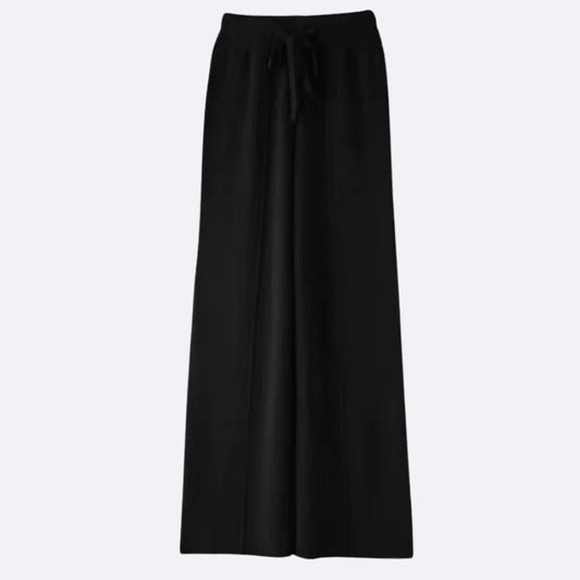 Pantalon Large Noir en Cachemire – Élégance Minimaliste et Douceur Absolue
