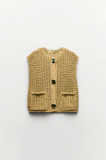 Pull en maille jaune