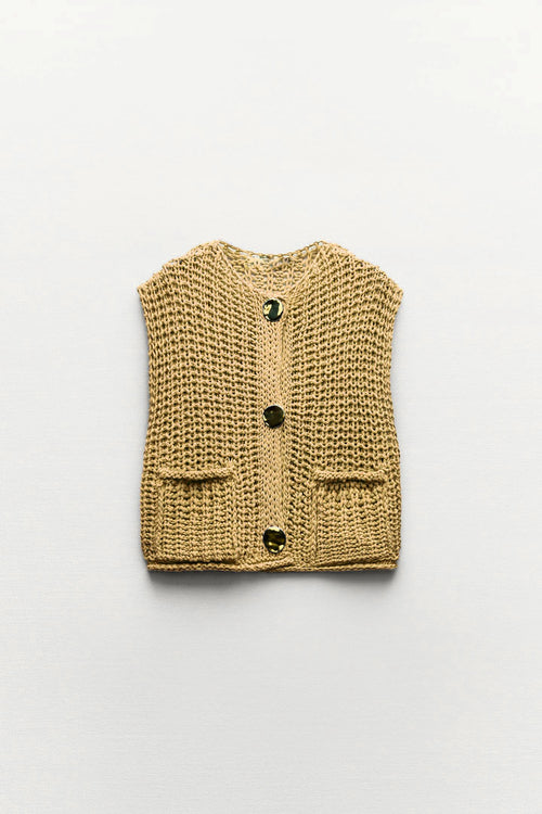 Pull en maille jaune