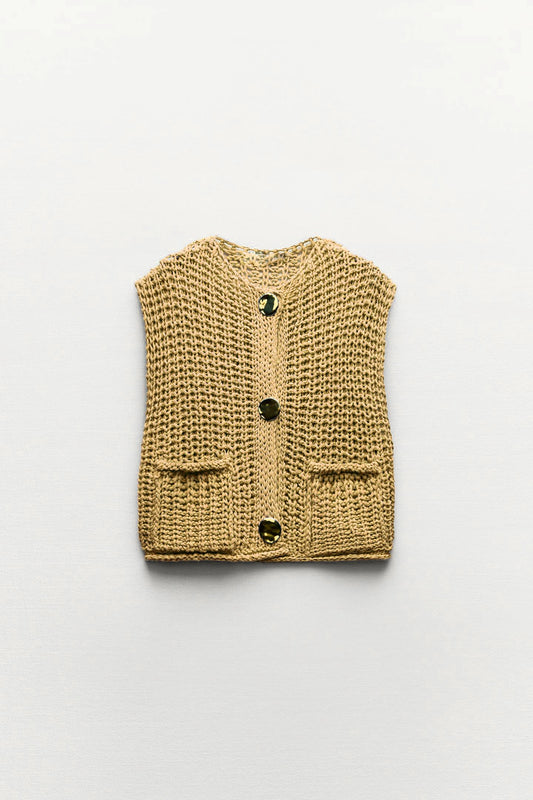 Pull en maille jaune